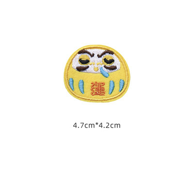 Fukua Japanese Kokeshi Cute Fabric Sticker Versatile Embroidery Sticker Yellow Hemp Shopping Bag Decorative Sticker Daruma Instagram Iron-on