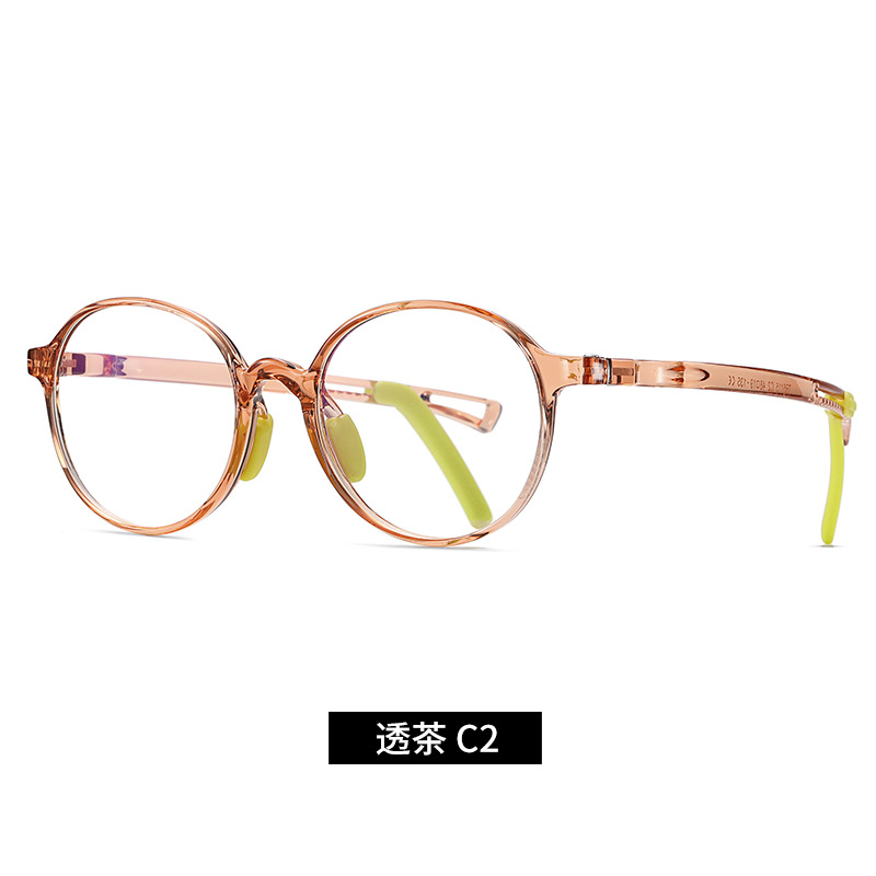 Nuevos niños anti-azul gafas de luz TR5115 niños y niñas de dos colores marco redondo gafas lisas con cubierta de pie antideslizante ajustable