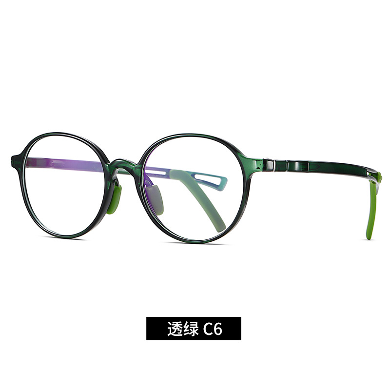 Nuevos niños anti-azul gafas de luz TR5115 niños y niñas de dos colores marco redondo gafas lisas con cubierta de pie antideslizante ajustable