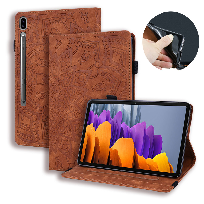 Suitable for Samsung Tab S12 Plus Tablet Leather Case T505 Retro Matte Cow Pattern Embossed Stand Case S10