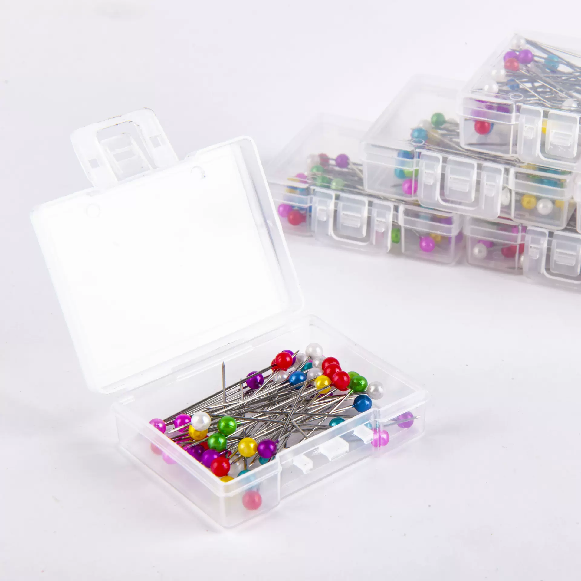 现货供应 50枚盒装彩色大头针 定位针 珍珠大头针 珠光针