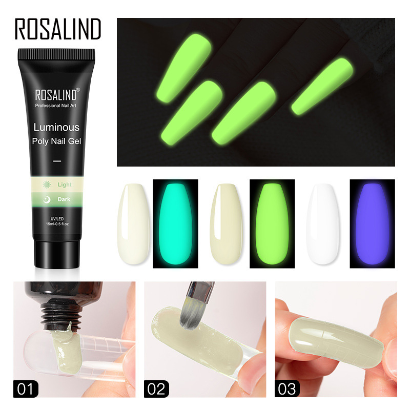 rosalind luminous extension glue 15ml nail luminous crystal extension liquid paper-free nail mold UV phototherapy glue