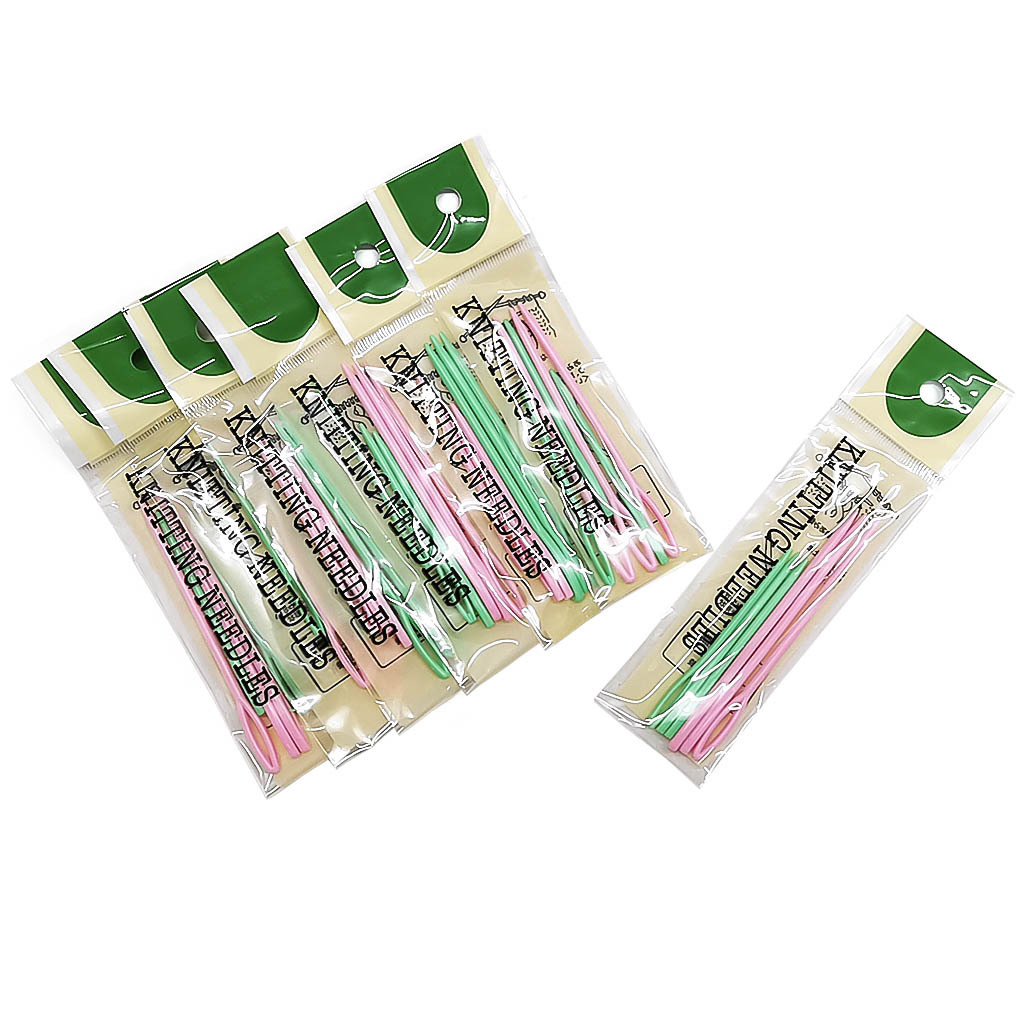 Herramienta de tejer aguja de lana de plástico aguja de coser a mano de color aguja de coser a mano un paquete de 6