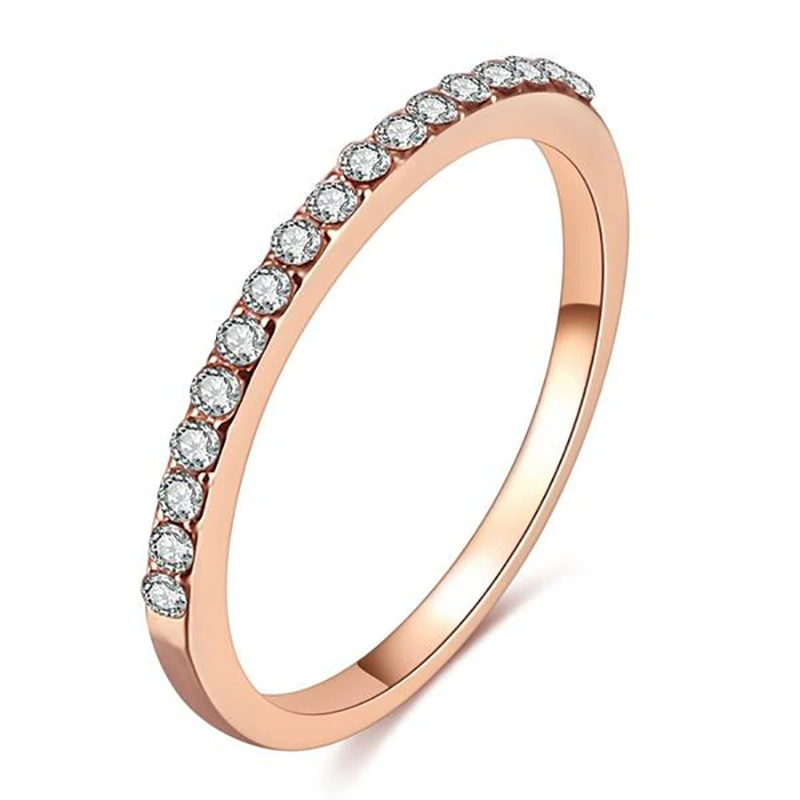 Ring (CAOSHI) Minimalistic Zirconium Micro-Inlaid Universal Ring, Copper, Sizes 5–10