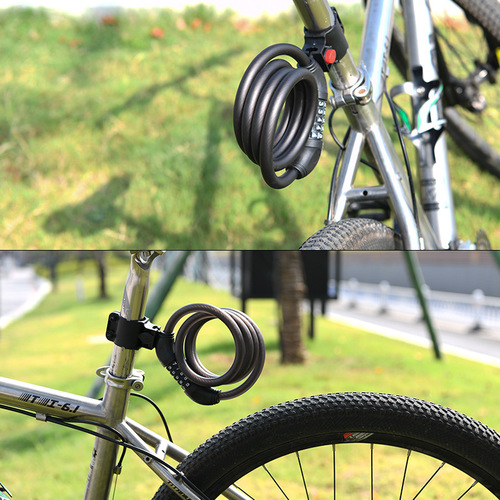 Bicycle lock five-digit password lock mountain bike road bike wire lock steel cable lock with reflective bicycle rim lock door lock