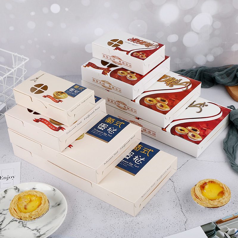 350g engrosado portugués huevo caja de embalaje de cartón de embalaje desechable 2/4/6/8 cápsulas caja de huevo en stock