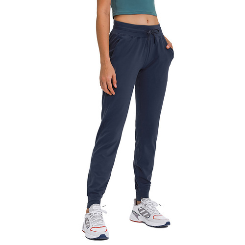 Cross-border new high-waisted yoga pants for women with drawstrings, quick-drying elastic running fitness pants, slim-fitting leggings sports pants