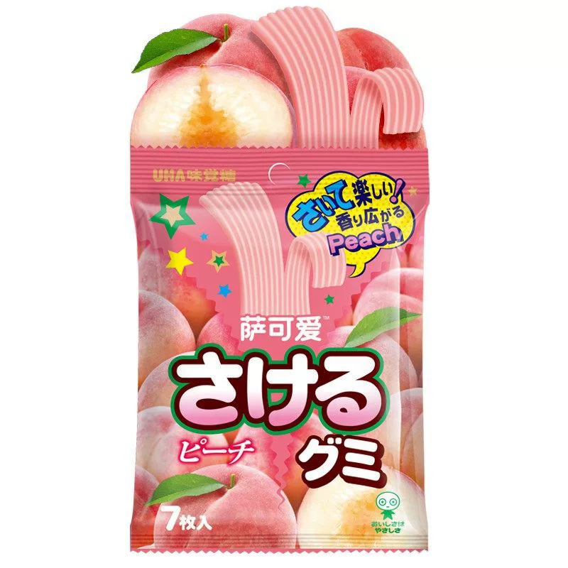 Конфеты UHA Sakeru Gummy, длинная эластичная палочка, ассорти фруктовых вкусов, 32.9 г