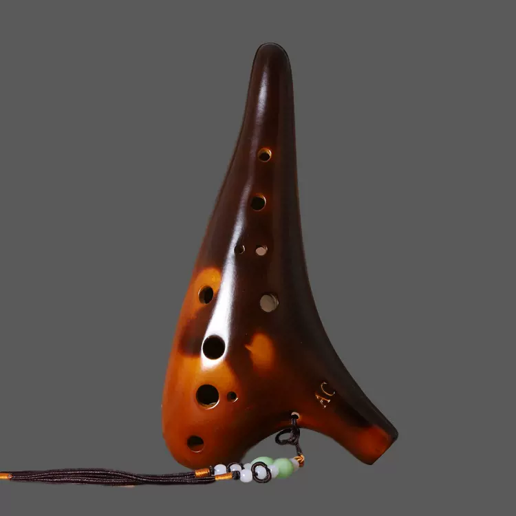 自主创新琥珀黄十二孔陶笛 音乐乐器 中音C调AC 用心制作陶笛批发