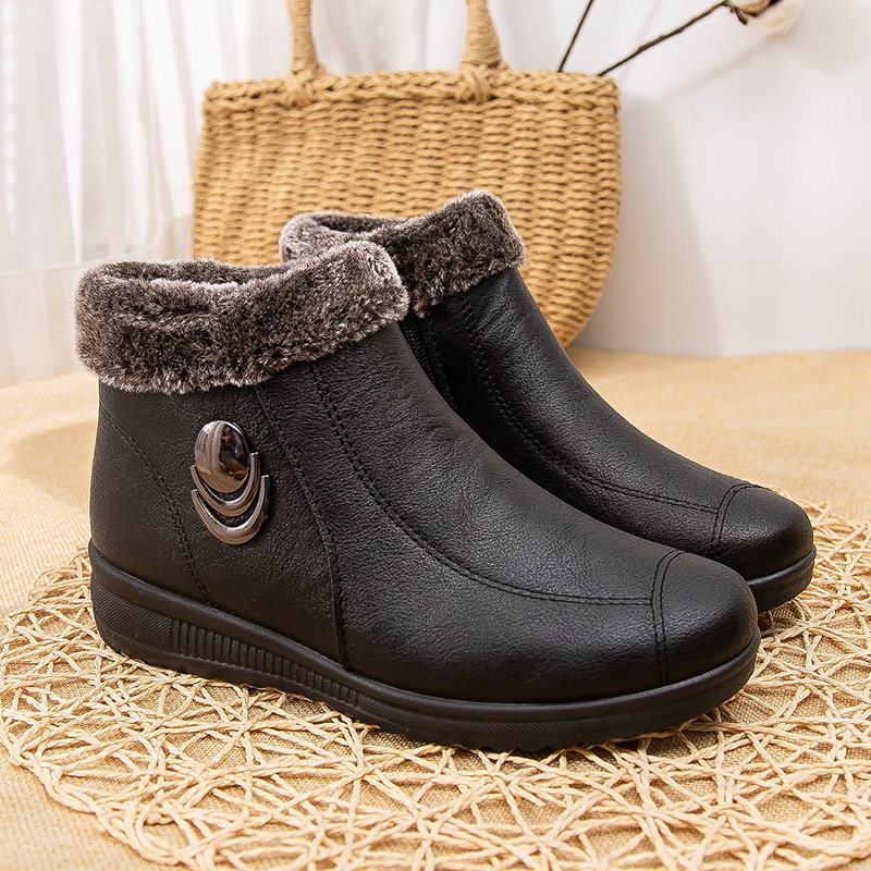 Winter insulated keep warm low boots flat