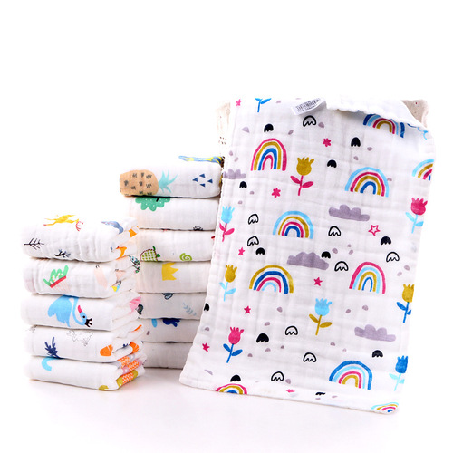 Six-layer gauze baby towel seersucker high-density children's towel pure cotton children's face towel infant face towel