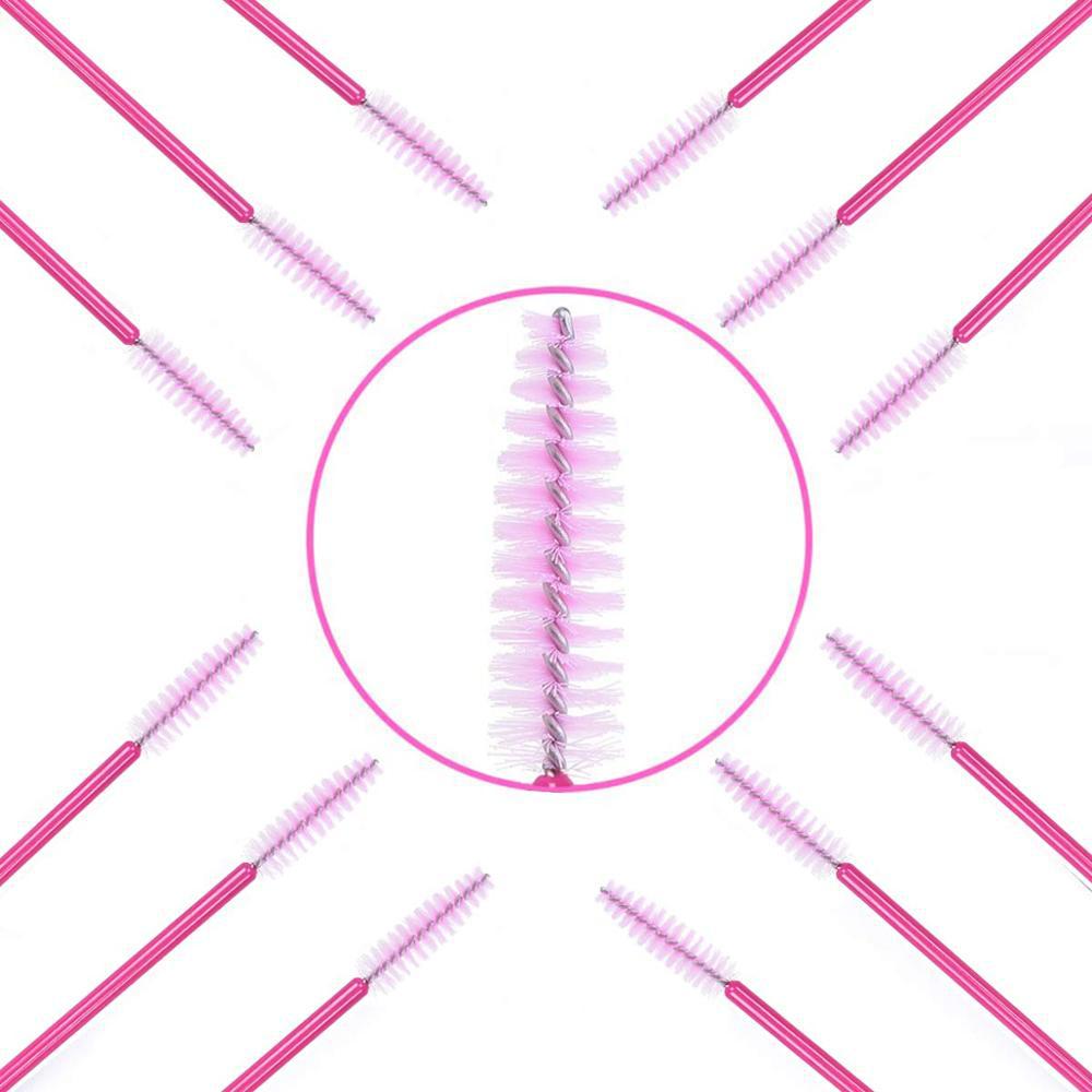 Cepillo de pestañas desechable a granel extensión de pestañas cepillo ojo palillo barra de oro, Rosa/rosa
