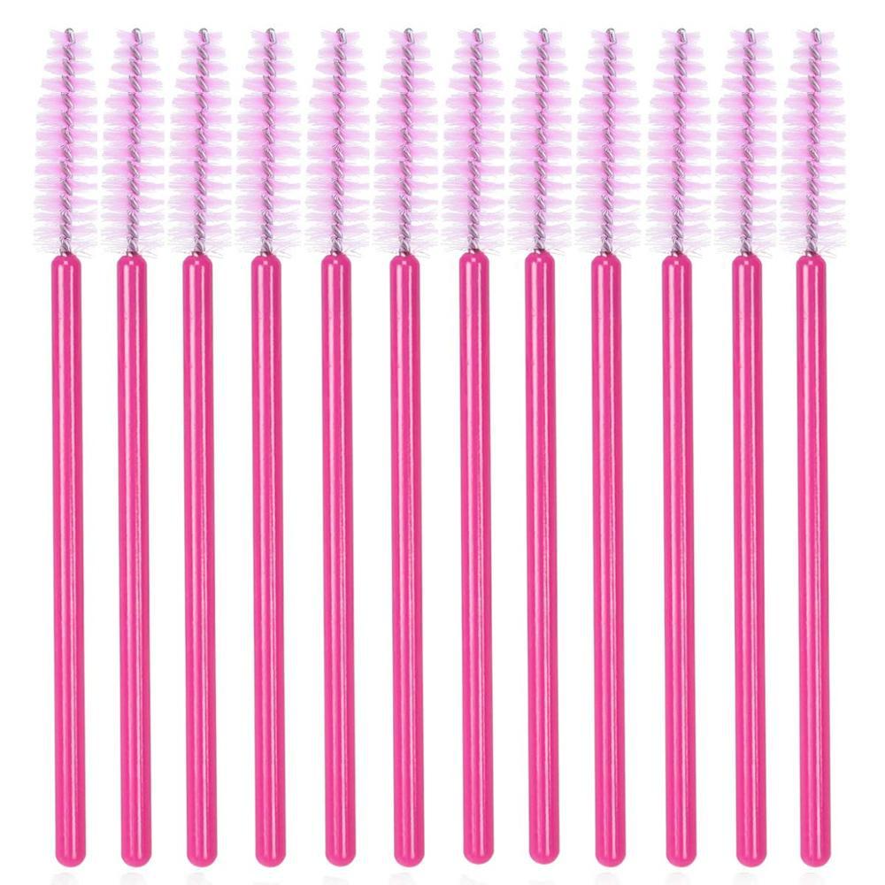 Cepillo de pestañas desechable a granel extensión de pestañas cepillo ojo palillo barra de oro, Rosa/rosa