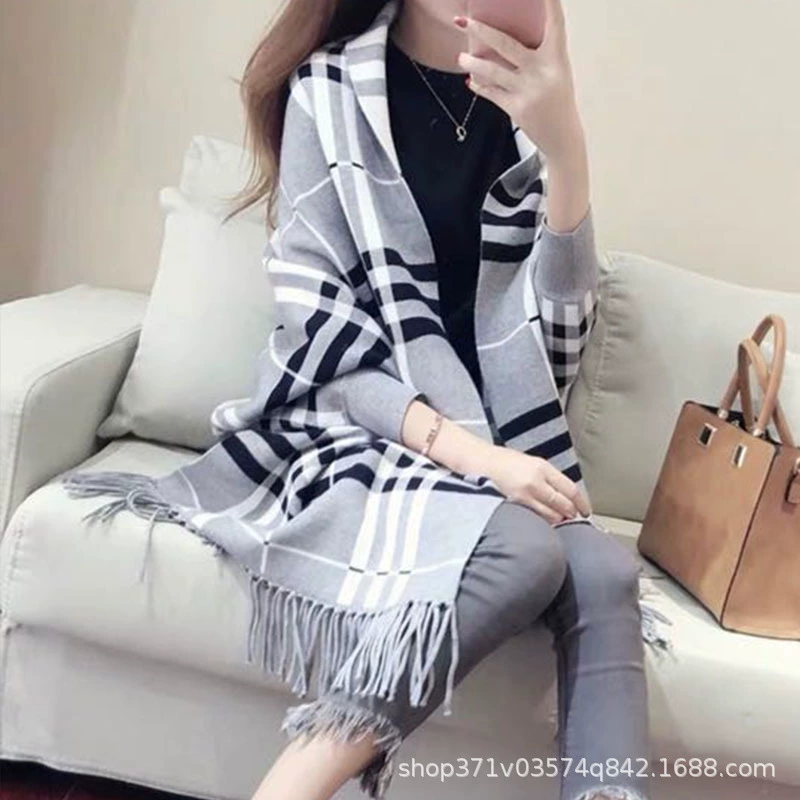 Демисезонный knitted шарф из искусственного меха, тёплая накидка, тренч