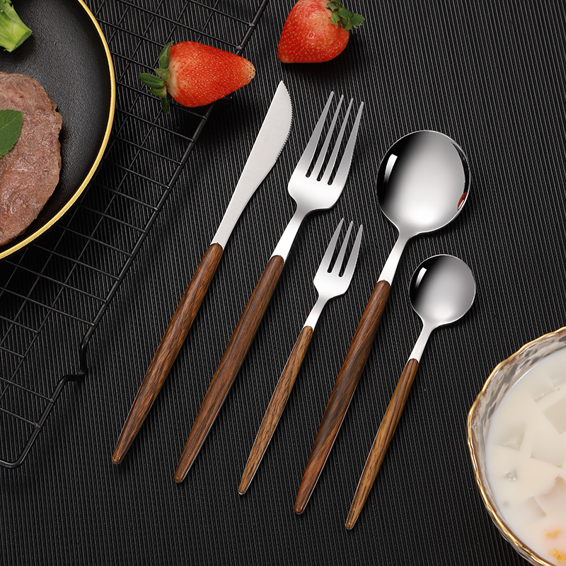 430 Stainless Steel Imitation Wooden Clamp Handle Knife and Fork Spoon Tea Spoon Tea Spoon Tea Fork Western Food Steak Knife Household Tableware 430 Stainless Steel Imitation Wooden Clamp Handle Knife and Fork Spoon Tea Spoon Tea Spoon Tea Fork Western Food Steak Knife Household Tableware