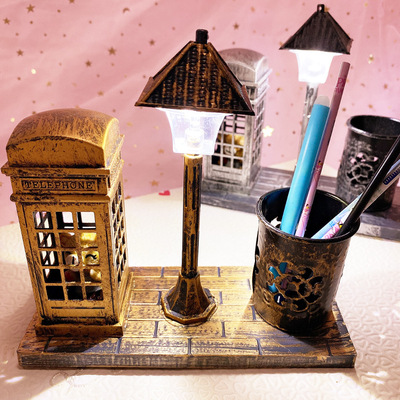 1063 originality student gift To fake something antique Telephone booth Night light pen container student gift student gift desktop Decoration
