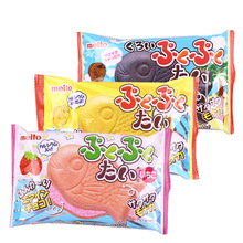 日本进口零食 meito名糖鱼形鲷鱼烧草莓巧克力炭烧味夹心威化饼干