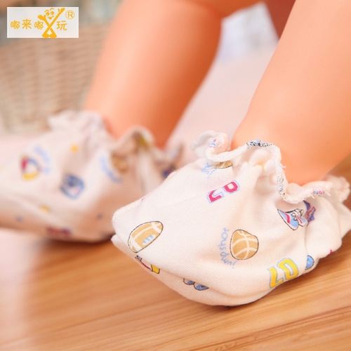 母婴用品新生儿棉质印花松口柔软学步脚套婴幼儿护脚套宝宝小鞋子