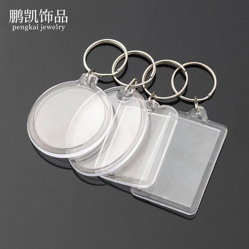 Keychain Small Pendant Round Transparent Empty Shell Photo Number Tag Storage Tag Bag Pendant Acrylic Photo Frame