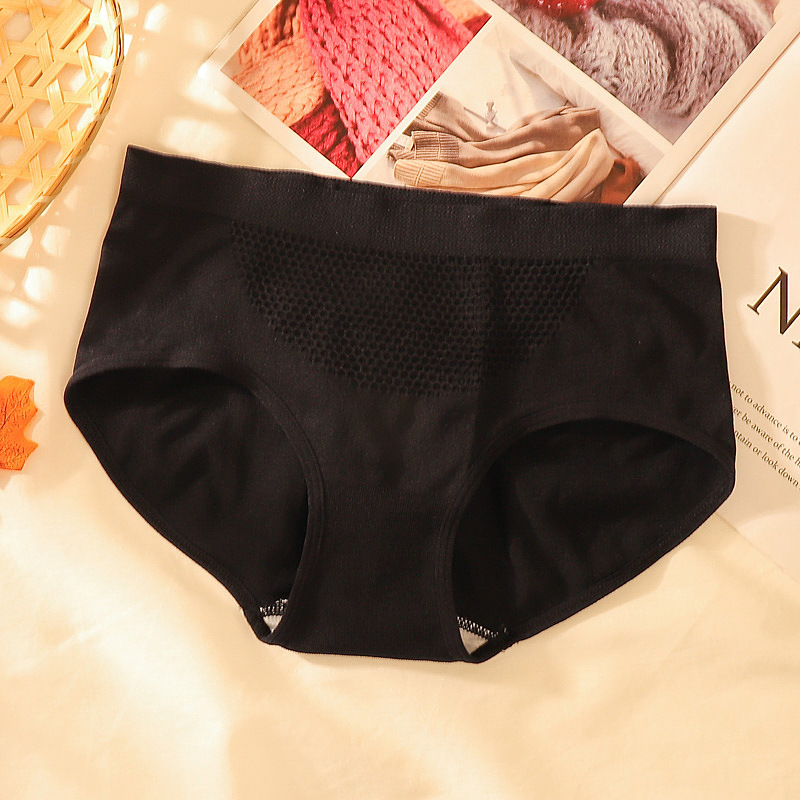 [Traje independiente] Ropa interior japonesa de panal 3D de algodón de mujer panal de cintura media Levantamiento de cadera vientre contracción calzoncillos de niña