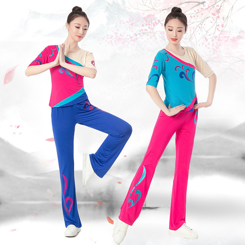 Yunshang square dance clothing new suit 2019 summer short-sleeved pants manufacturer one piece drop shipping D79