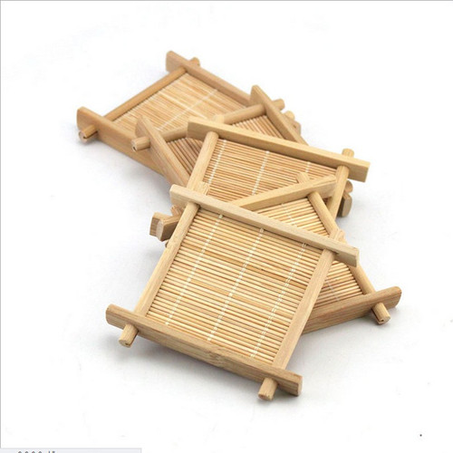Wholesale bamboo tic-tac-toe coaster insulation pad tea ceremony accessories square coaster saucer tea coaster logo
