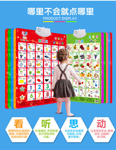 Early Education Audio Wall Chart Children and Baby Electronic Sound Pronunciation Learning Hanging Picture Alphabet Concave and Concave Cognition Intelligent Fish