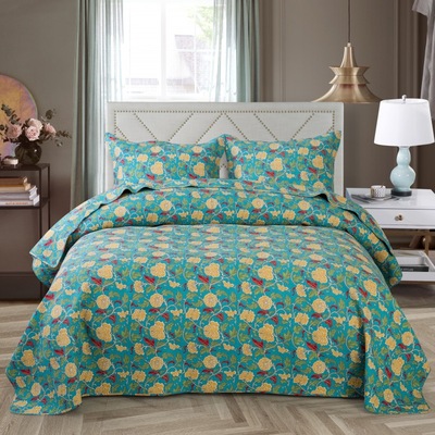 厂家直销 纯棉床盖床上用品三件套水洗夏凉空调被印花密绣绗缝被|ms