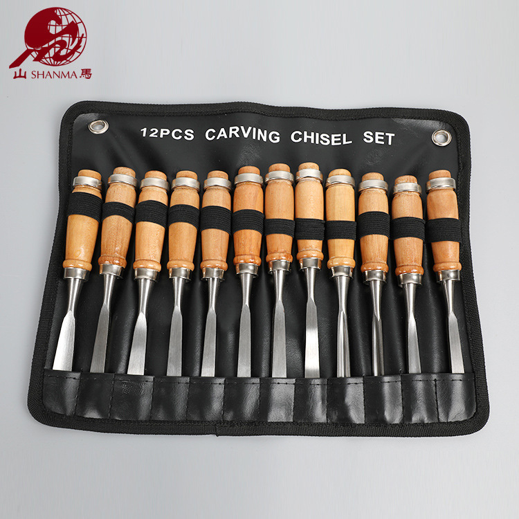厂家供应新款12件套工具雕花凿手工木刻雕刻刀木工车刀雕花木工凿