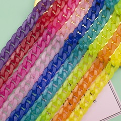 ABS亞克力塑料膠插扣鏈條子飾品配件七彩果凍色手機包鏈DIY散裝