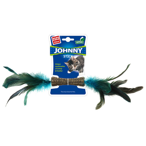 GiGwi Premium Dual-Tailed Cat Grass Slender Waist Cat Oral Care Chew Toy with Catnip and Feather Cat Teaser