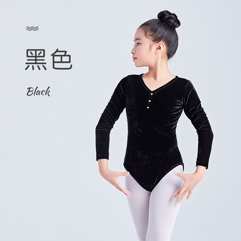 Ropa de práctica de los niños ropa de baile chino de manga larga ropa de gimnasia de baile popular femenina ropa de primavera forro de terciopelo mono ropa de clasificación