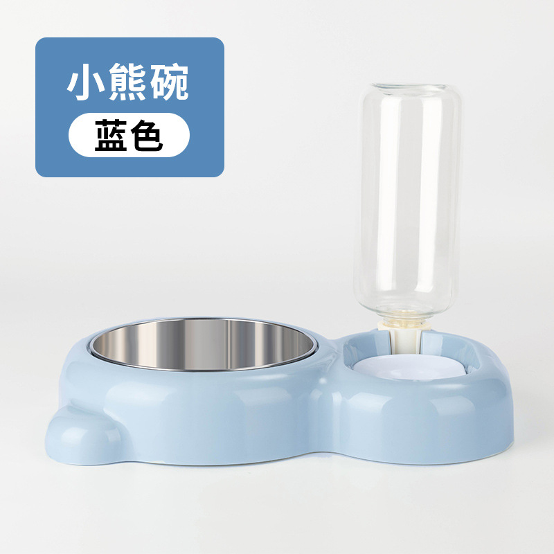 Tazón doble de acero inoxidable para mascotas a prueba de humedad boca de doble propósito cuenco de Panda alimentación automática para beber tazón de perro tazón de comida suministros para mascotas