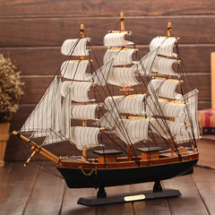 Exquisite 20cm Mediterranean sailing ship Student Gift Wooden Craft Home Decor Art New Year Christmas Wholesale