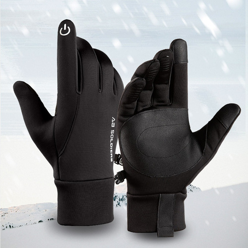 Cycling gloves gloves for men and women in autumn and winter outdoor sports warm polar fleece mountaineering and skiing full finger touch screen cross-border
