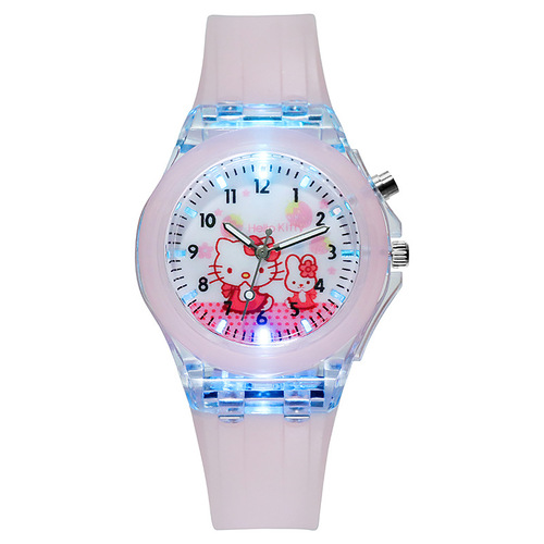 Children's Watch with Night Light, Electronic Watch for Kids, Silicone Cartoon Watch, Wholesale New Ice Princess Design
