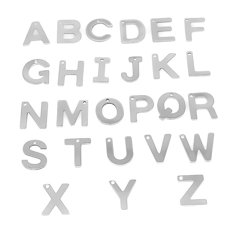 不锈钢字母小吊牌吊坠 手链项链尾坠 26英文字母小商品批发