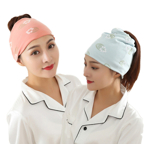 Wholesale  New Baotou Confinement Hat Breathable Printed Postpartum Confinement Headcarf Cotton Maternity Hat