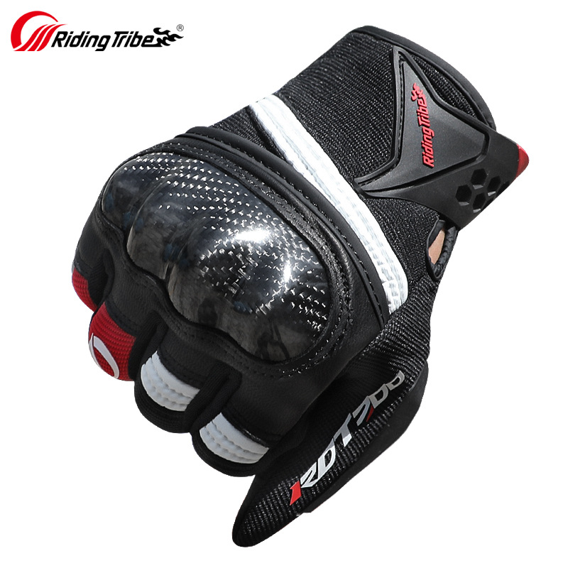 Motocicleta cuatro estaciones a prueba de viento adulto absorción de choque al aire libre montañismo esquí fibra de carbono resistente a la caída dedo completo montar guantes de pantalla táctil