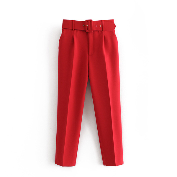Spring multicoloured solid color trousers
