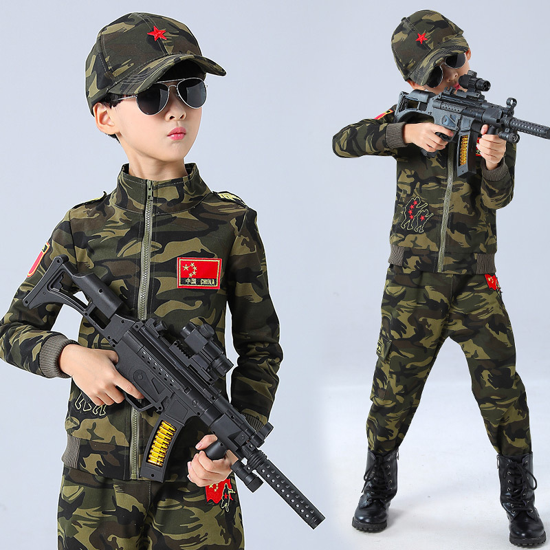 Children's Camouflage Suit for Boys, Special Forces Military Training Uniform for Primary and Secondary School Students, Spring Cotton Camouflage Style