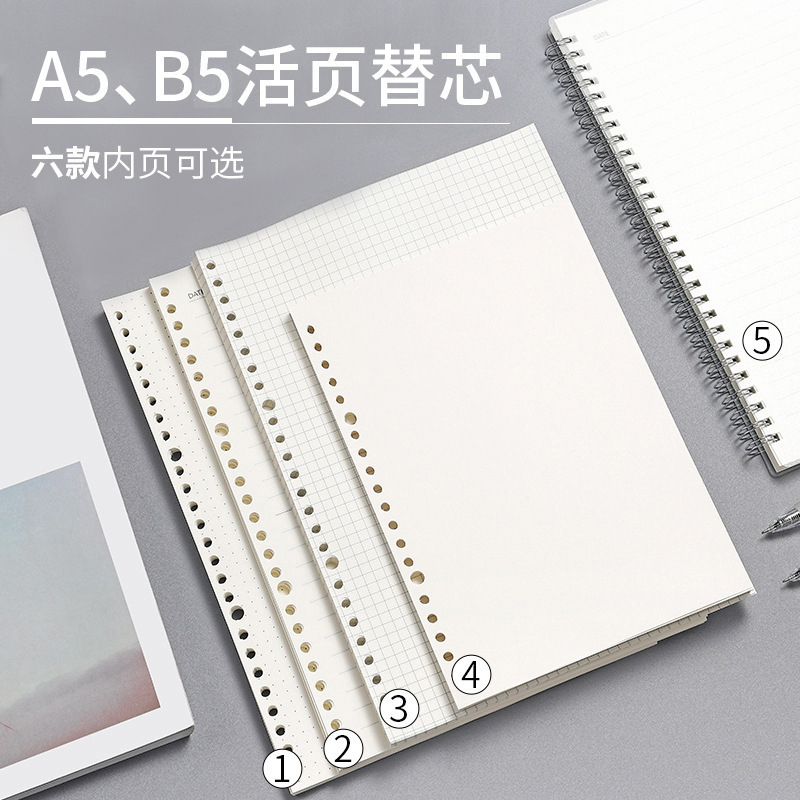 B526 Hole-Punched Refillable Notebook A6 Loose-Leaf Paper Error Correction Notebook for Middle School and High School Students A5 Loose-Leaf Notebook Draft Book Blank B526 Hole-Punched Refillable Notebook A6 Loose-Leaf Paper Error Correction Notebook for Middle School and High School Students A5 Loose-Leaf Notebook Draft Book Blank