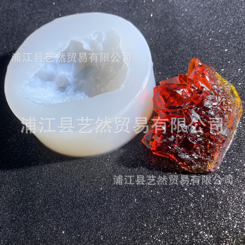 6 epoxi hecho a mano DIY cristal racimo silicona epoxi material piedra cubo hielo molde de silicona
