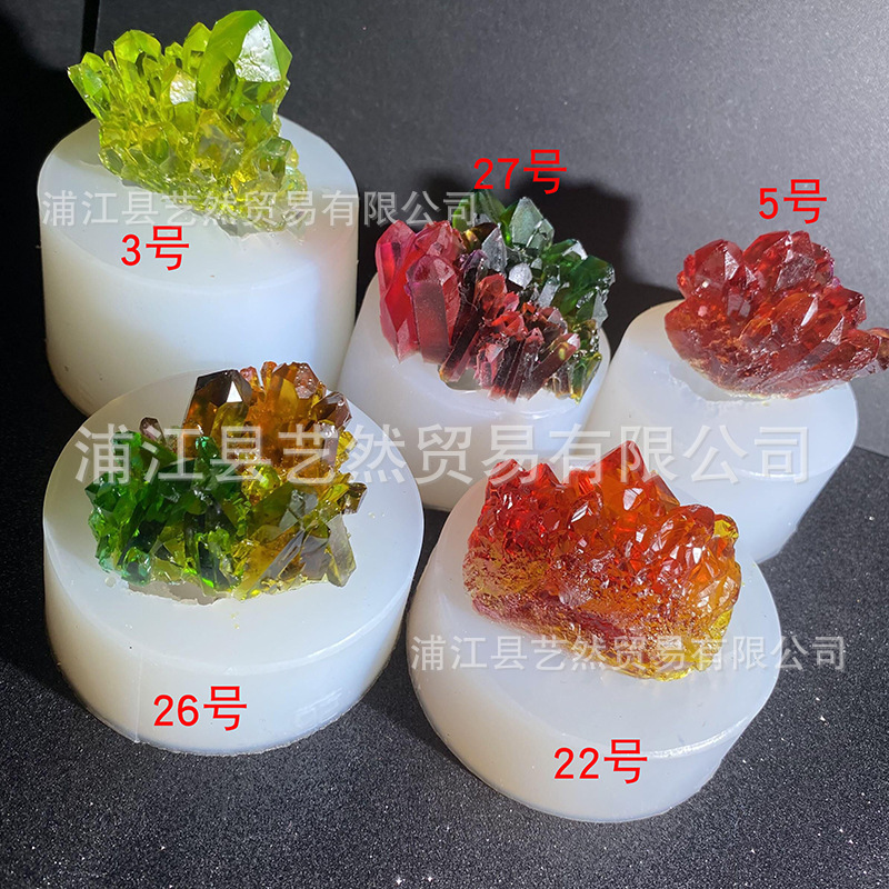 6 epoxi hecho a mano DIY cristal racimo silicona epoxi material piedra cubo hielo molde de silicona