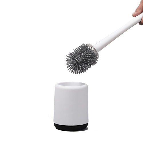 Simple and Efficient No-Draft Toilet Brush with Long Handle, Soft Bristles, Wall Mount Design for Home Bathroom Cleaning Set