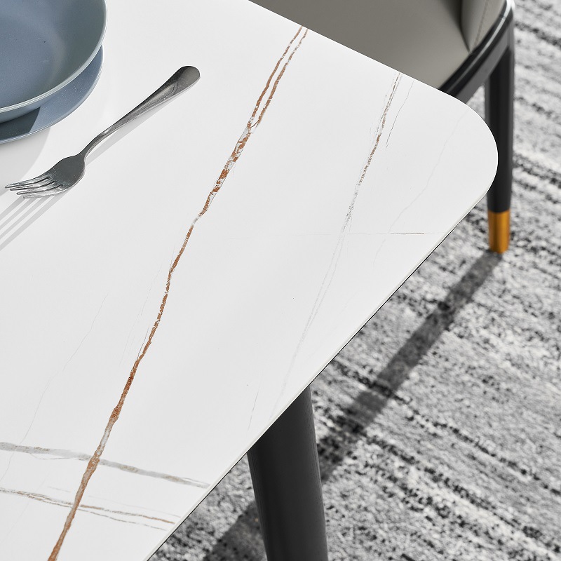 Italiano minimalista Placa de roca mesa de comedor y silla combinación simple moderno pequeño apartamento rectangular mesa de comedor retráctil una mesa cuatro sillas