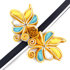 New 3D Beaded Handmade Cheongsam Buttons with Filling Cotton, Creative Snail Pendant Buttons