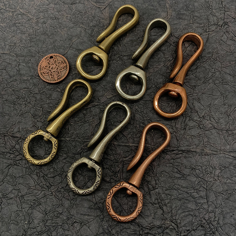 Dongguan broken copper pure copper universal car keychain hook DIY handmade fine throw cloth hook creative men and women gifts