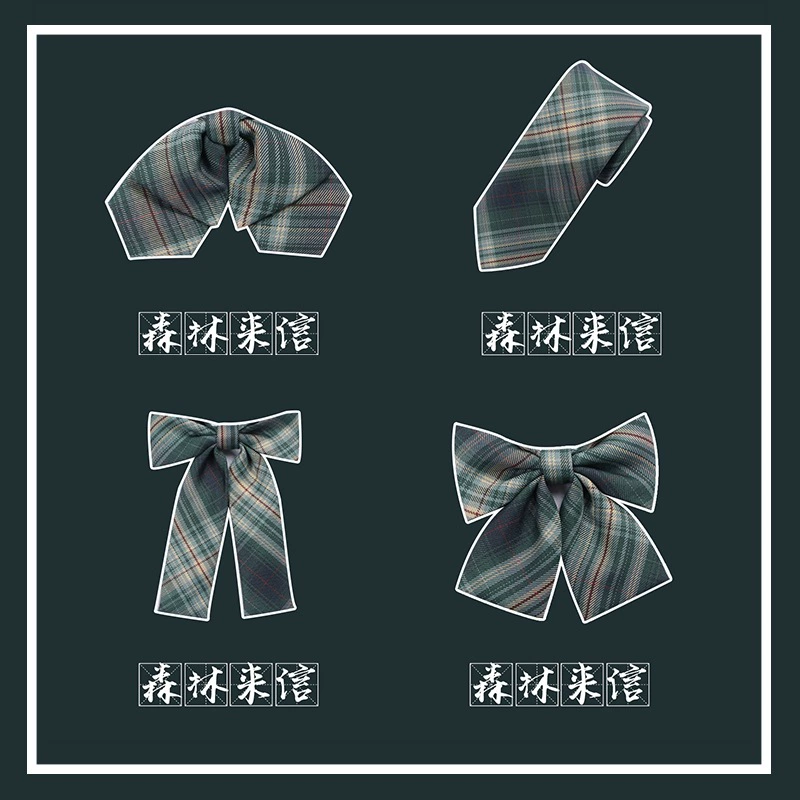 Форменная форма JK с лесными буквами, клетчатый воротник, аксессуары для цветочного воротника, двухслойный галстук-Боксер без ручки