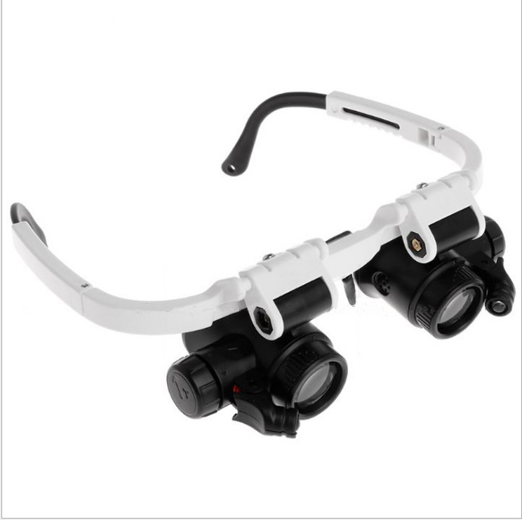 头戴式眼镜LED灯放大镜4组镜片替换高清高倍手机钟表维修9892H-2